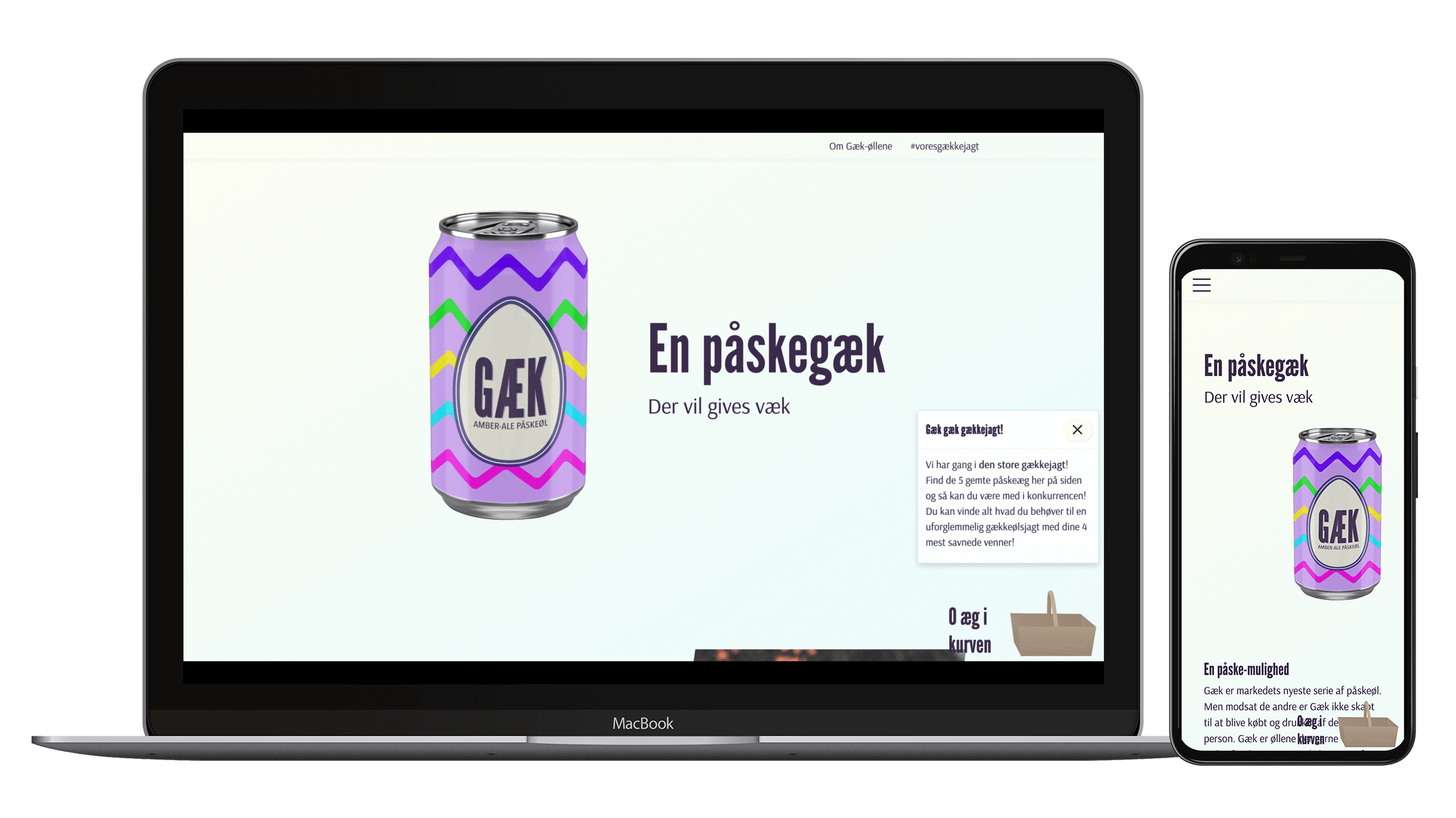Mockup af projektet vist på både desktop og mobil