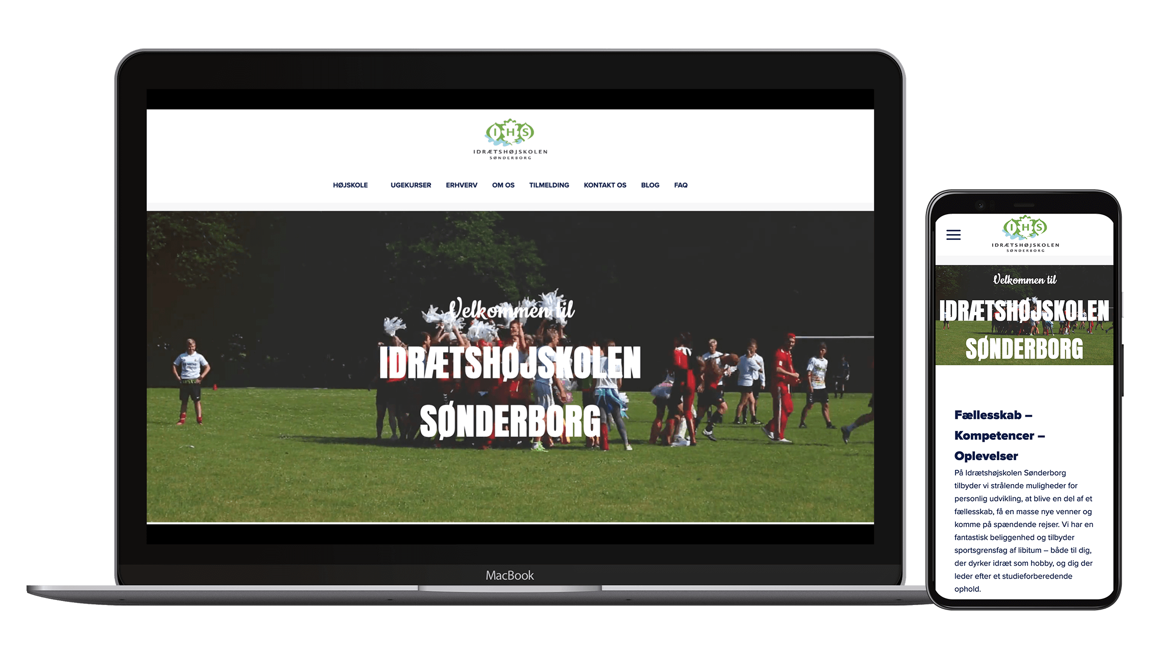 Mockup af projektet vist på både desktop og mobil