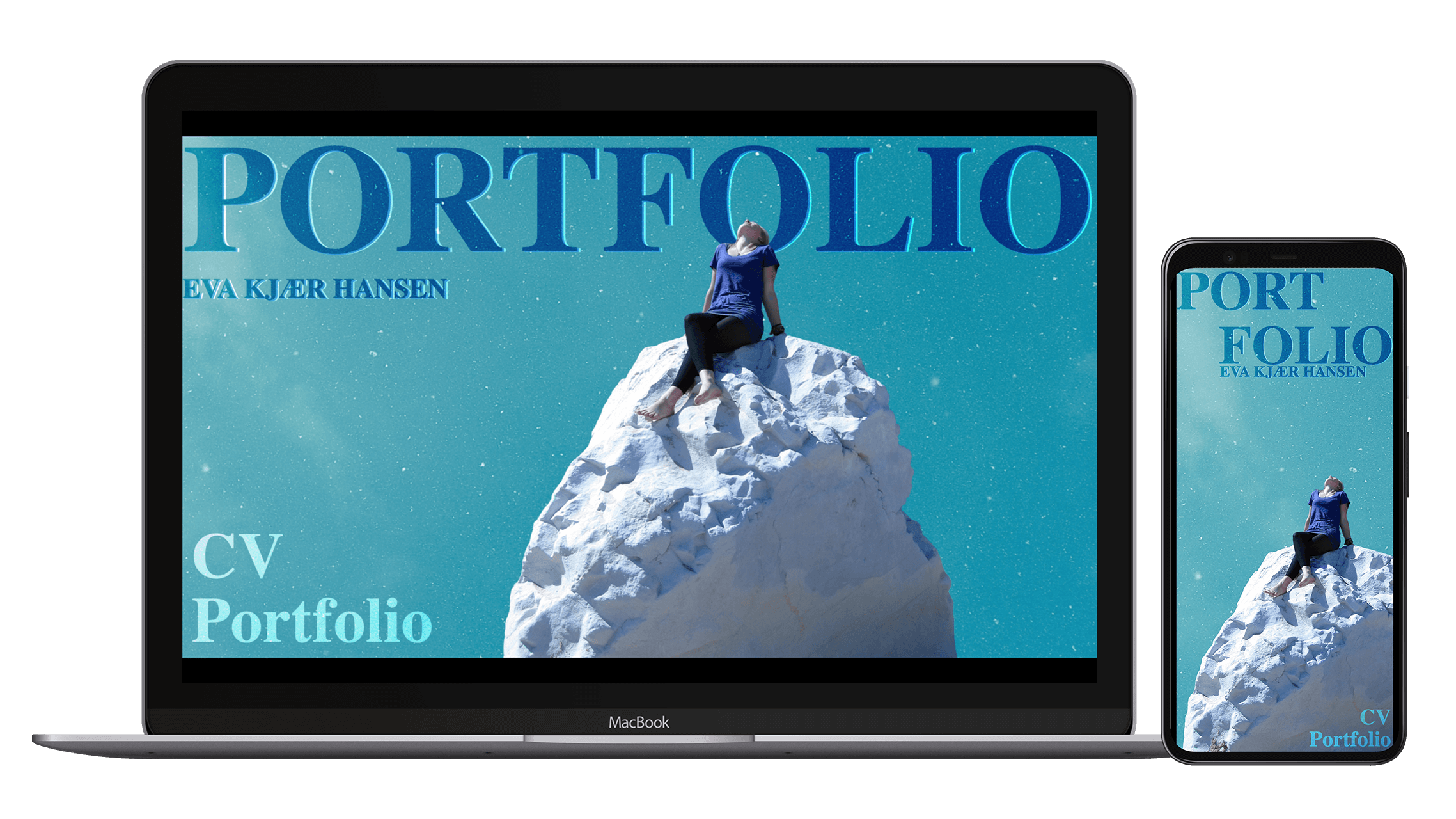 Mockup af projektet vist på både desktop og mobil