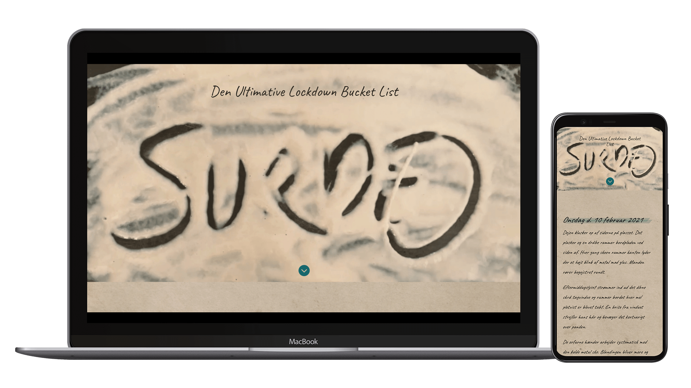 Mockup af projektet vist på både desktop og mobil