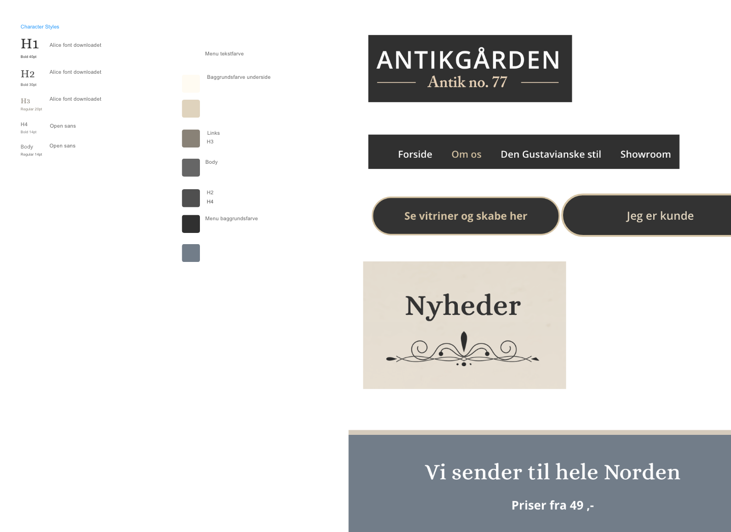 Styletile sepereret i et arbejds- og processdokument